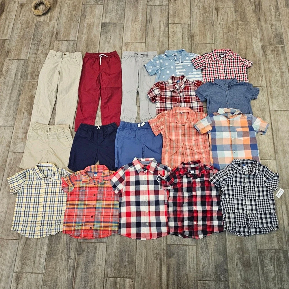 Old Navy Carters Kids Clothing Lot of 17 Boys Size 5T Plaid Shirts Pants Shorts